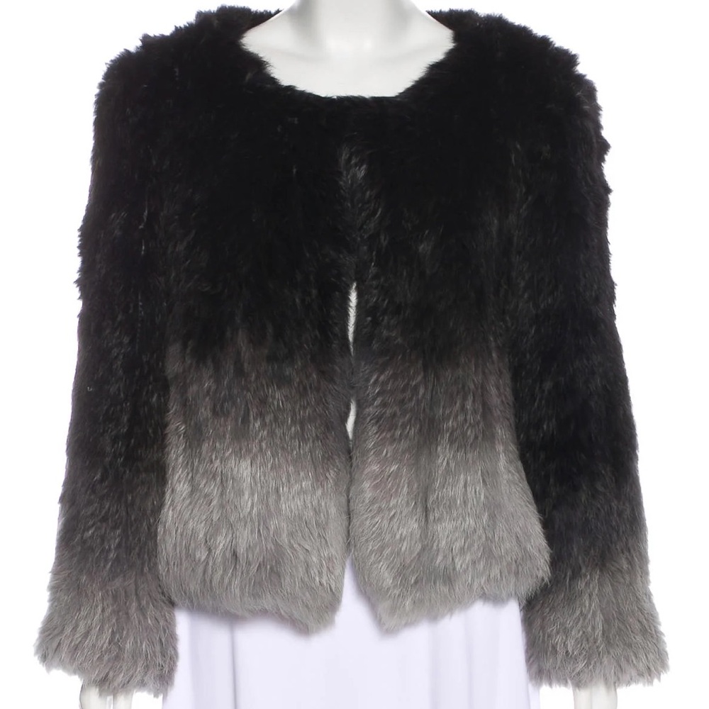 Yves Salomon Black‎ Ombre Genuine Fur Coat Jacket Luxury Designer VTG France